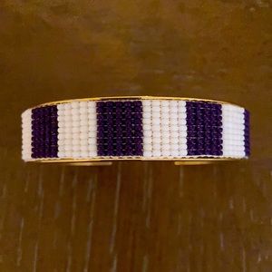 J Crew Alison Lou Purple White Beaded cuff